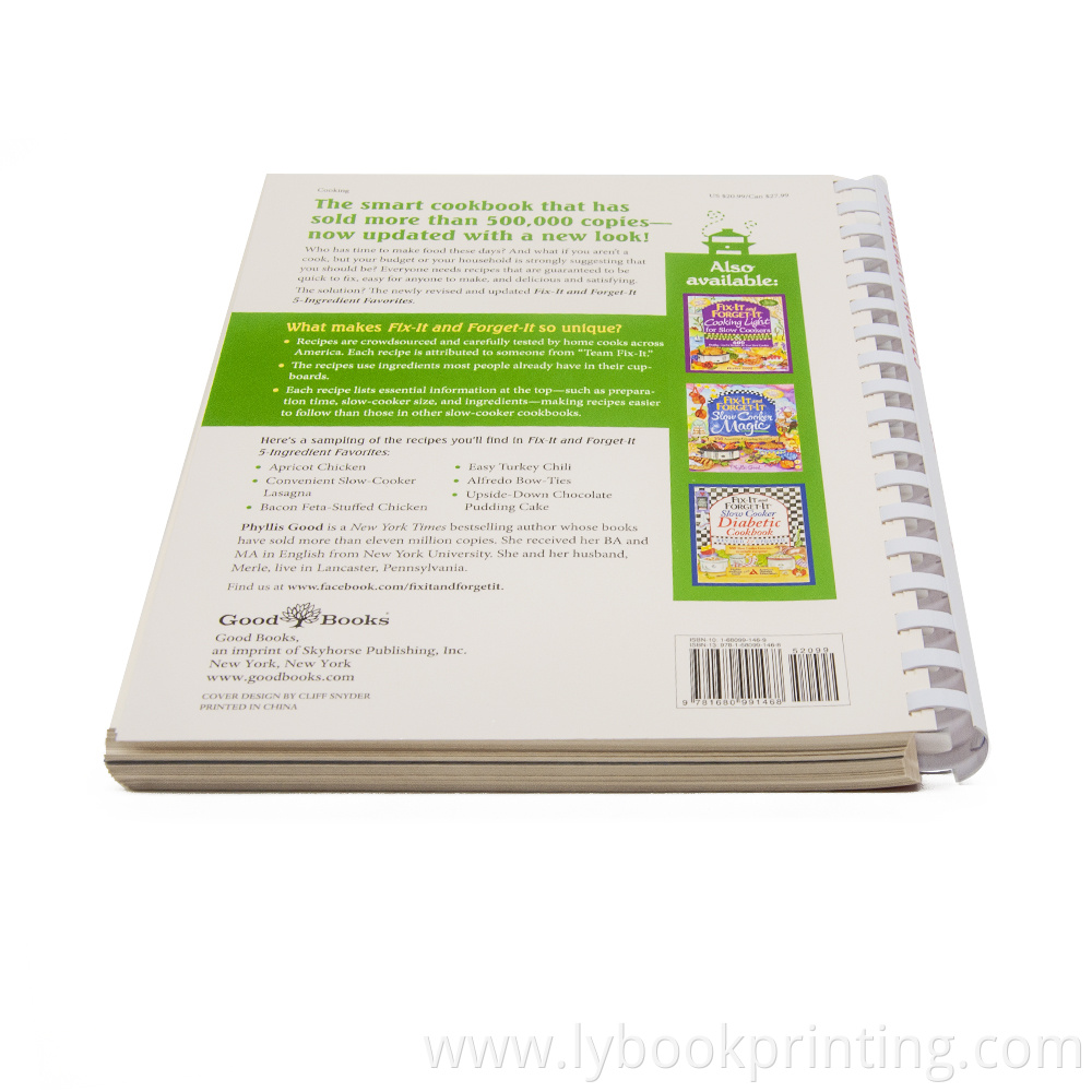 customized spiral bound cookbook recipe book printing